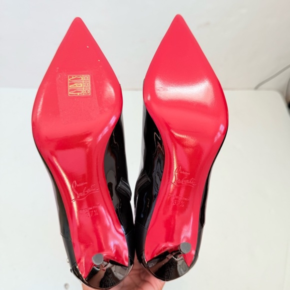 Christian Louboutin Black Leather CL IN 90s BOTTA 80 Knee High heel boots EU37.5 - Picture 10 of 13